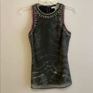 Chelsea & Violet Embellished Gray Sleeveless Tank Top